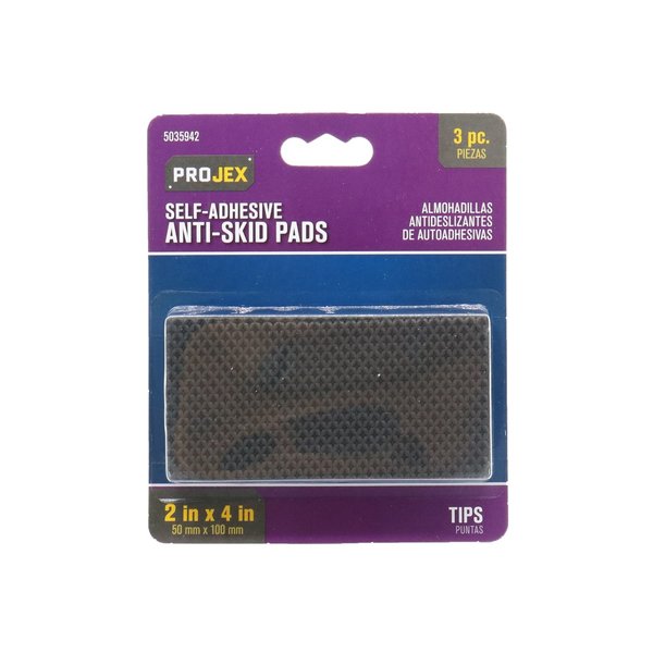 Projex Rubber Self Adhesive Non-Skid Pad Black Rectangle 2 in. W X 4 in. L , 3PK P0043